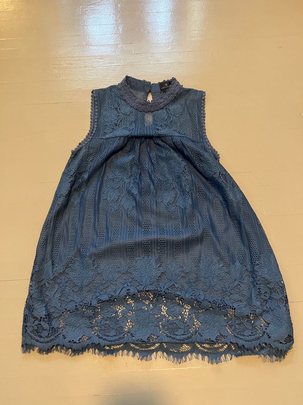 Worthington Blue Lace High-Neck Top